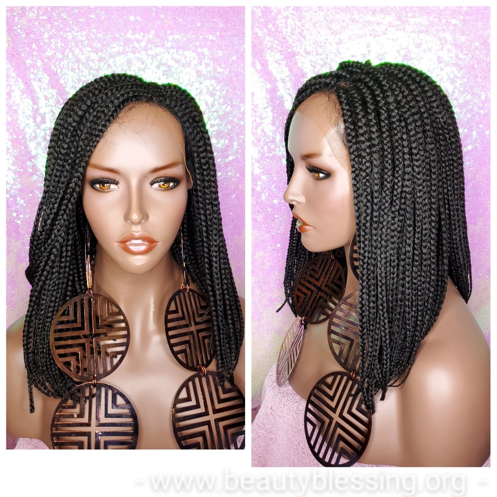 Wig Bob Braided Lace Wig Small Braided Bob Wig